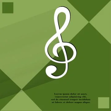 Music elements notes web icon  on a flat geometric abstract background Stock Illustration