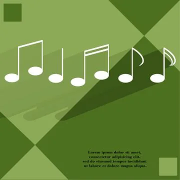 Music elements notes web icon on a flat geometric abstract background Illustrazione stock