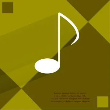 Music elements notes web icon on a flat geometric abstract background 스톡 일러스트