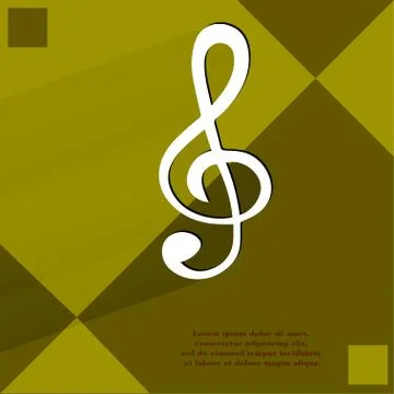 Music elements notes web icon  on a flat geometric abstract background 스톡 일러스트