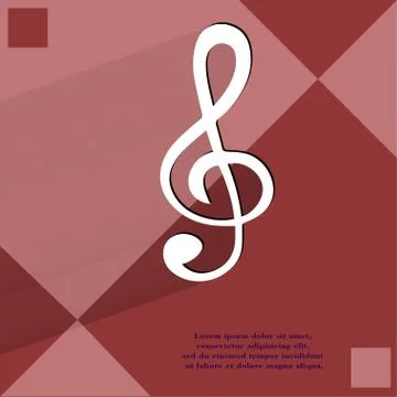 Music elements notes web icon  on a flat geometric abstract background 스톡 일러스트