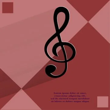 Music elements notes web icon  on a flat geometric abstract background 스톡 일러스트