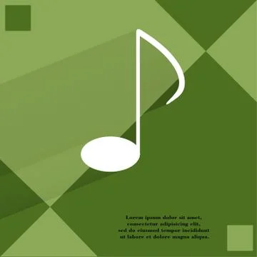 Music elements notes web icon on a flat geometric abstract background Stock Illustration