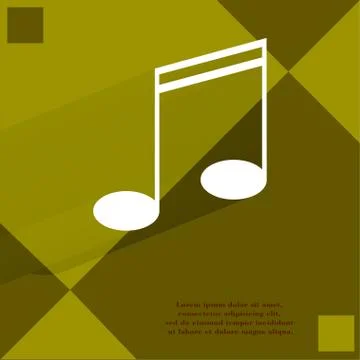 Music elements notes web icon on a flat geometric abstract background 스톡 일러스트