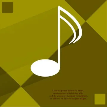 Music elements notes web icon on a flat geometric abstract background Stock Illustration