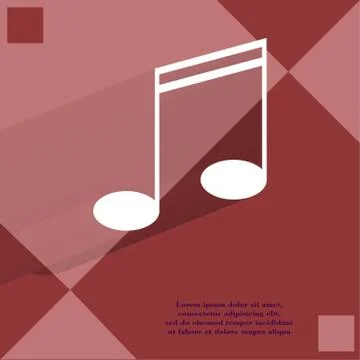 Music elements notes web icon on a flat geometric abstract background 스톡 일러스트