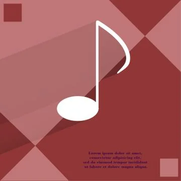 Music elements notes web icon on a flat geometric abstract background Illustrazione stock