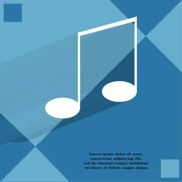 Music elements notes web icon on a flat geometric abstract background 스톡 일러스트