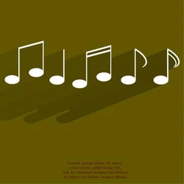 Music elements notes web icon, flat design Illustrazione stock
