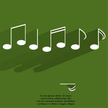 Music elements notes web icon, flat design Stock Illustration