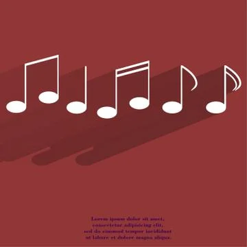 Music elements notes web icon, flat design Illustrazione stock