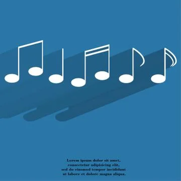 Music elements notes web icon, flat design Stock Illustration