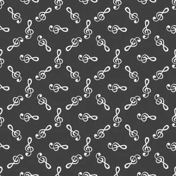 Music elements notes web icon. flat design. Seamless gray pattern. イラスト素材