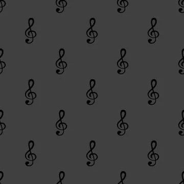Music elements notes web icon. flat design. Seamless gray pattern. イラスト素材