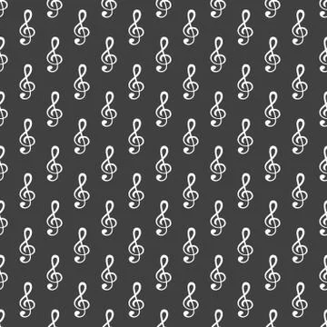 Music elements notes web icon. flat design. Seamless gray pattern. Illustrazione stock