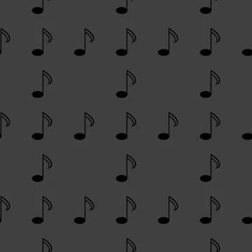 Music elements notes web icon. flat design. Seamless gray pattern. Illustrazione stock