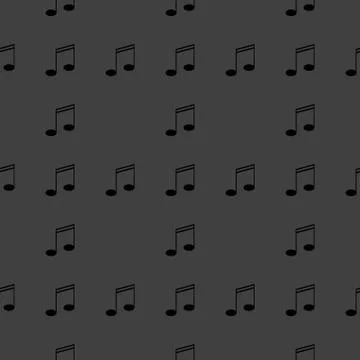 Music elements notes web icon. flat design. Seamless gray pattern. 库存插图