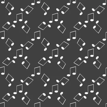 Music elements notes web icon. flat design. Seamless gray pattern. Illustrazione stock