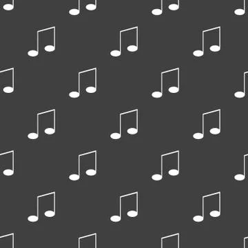 Music elements notes web icon. flat design. Seamless gray pattern. イラスト素材