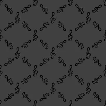 Music elements notes web icon. flat design. Seamless gray pattern. 스톡 일러스트