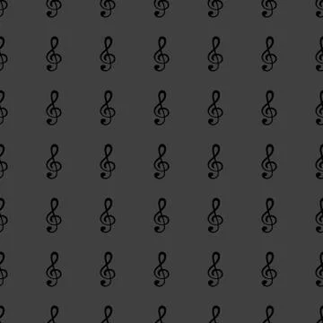 Music elements notes web icon. flat design. Seamless gray pattern. Stock Illustration