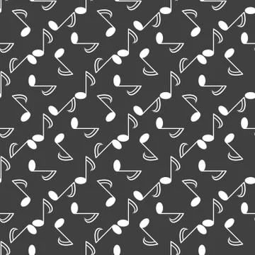 Music elements notes web icon. flat design. Seamless gray pattern. Stock Illustration