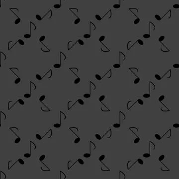 Music elements notes web icon. flat design. Seamless gray pattern. Stock Illustration