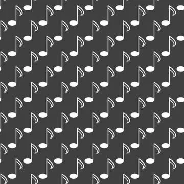 Music elements notes web icon. flat design. Seamless gray pattern. イラスト素材