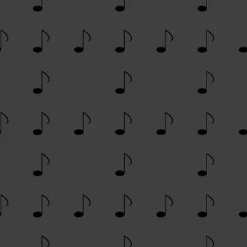 Music elements notes web icon. flat design. Seamless gray pattern. Illustrazione stock