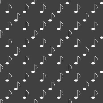 Music elements notes web icon. flat design. Seamless gray pattern. イラスト素材