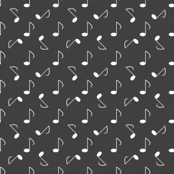 Music elements notes web icon. flat design. Seamless gray pattern. Stock Illustration