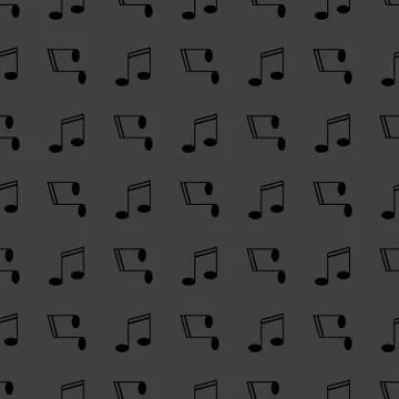 Music elements notes web icon. flat design. Seamless gray pattern. Stock Illustration