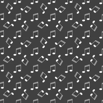 Music elements notes web icon. flat design. Seamless gray pattern. Illustrazione stock