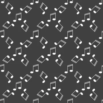Music elements notes web icon. flat design. Seamless gray pattern. 스톡 일러스트