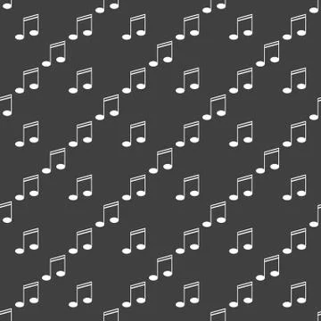 Music elements notes web icon. flat design. Seamless gray pattern. 스톡 일러스트