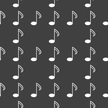 Music elements notes web icon. flat design. Seamless gray pattern. Illustrazione stock