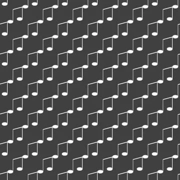 Music elements notes web icon. flat design. Seamless gray pattern. Stock Illustration