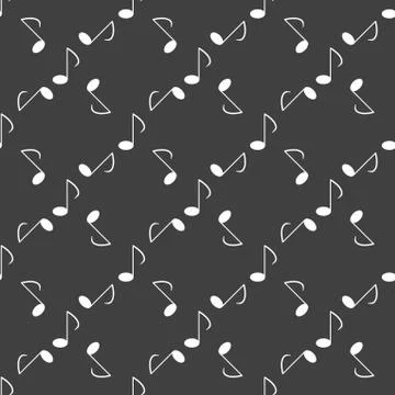 Music elements notes web icon. flat design. Seamless gray pattern. Illustrazione stock