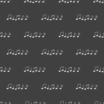 Music elements notes web icon. flat design. Seamless gray pattern. イラスト素材