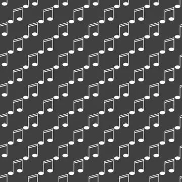Music elements notes web icon. flat design. Seamless gray pattern. Illustrazione stock