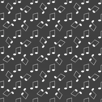 Music elements notes web icon. flat design. Seamless gray pattern. イラスト素材