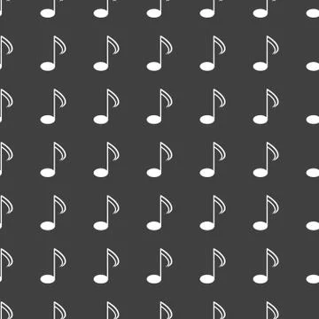 Music elements notes web icon. flat design. Seamless gray pattern. Illustrazione stock