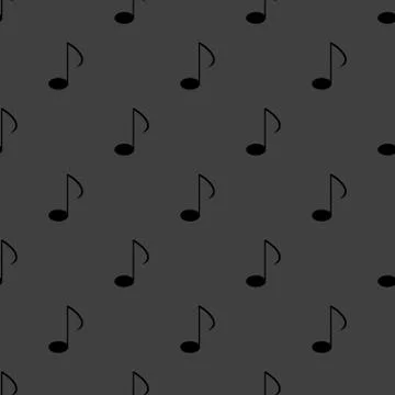 Music elements notes web icon. flat design. Seamless gray pattern. Illustrazione stock