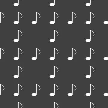 Music elements notes web icon. flat design. Seamless gray pattern. イラスト素材