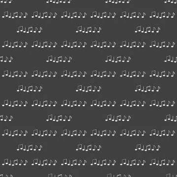 Music elements notes web icon. flat design. Seamless gray pattern. イラスト素材