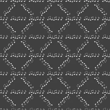 Music elements notes web icon. flat design. Seamless gray pattern. 스톡 일러스트