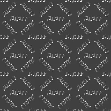 Music elements notes web icon. flat design. Seamless gray pattern. イラスト素材