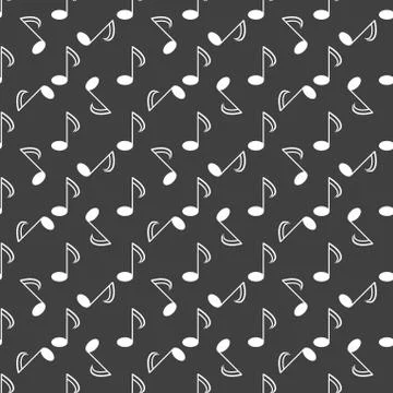 Music elements notes web icon. flat design. Seamless gray pattern. Illustrazione stock