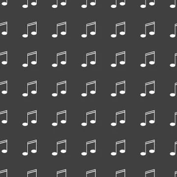 Music elements notes web icon. flat design. Seamless gray pattern. Illustrazione stock