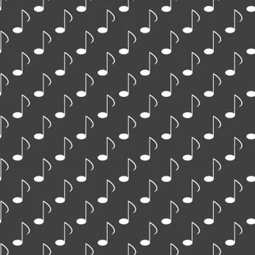 Music elements notes web icon. flat design. Seamless gray pattern. 스톡 일러스트
